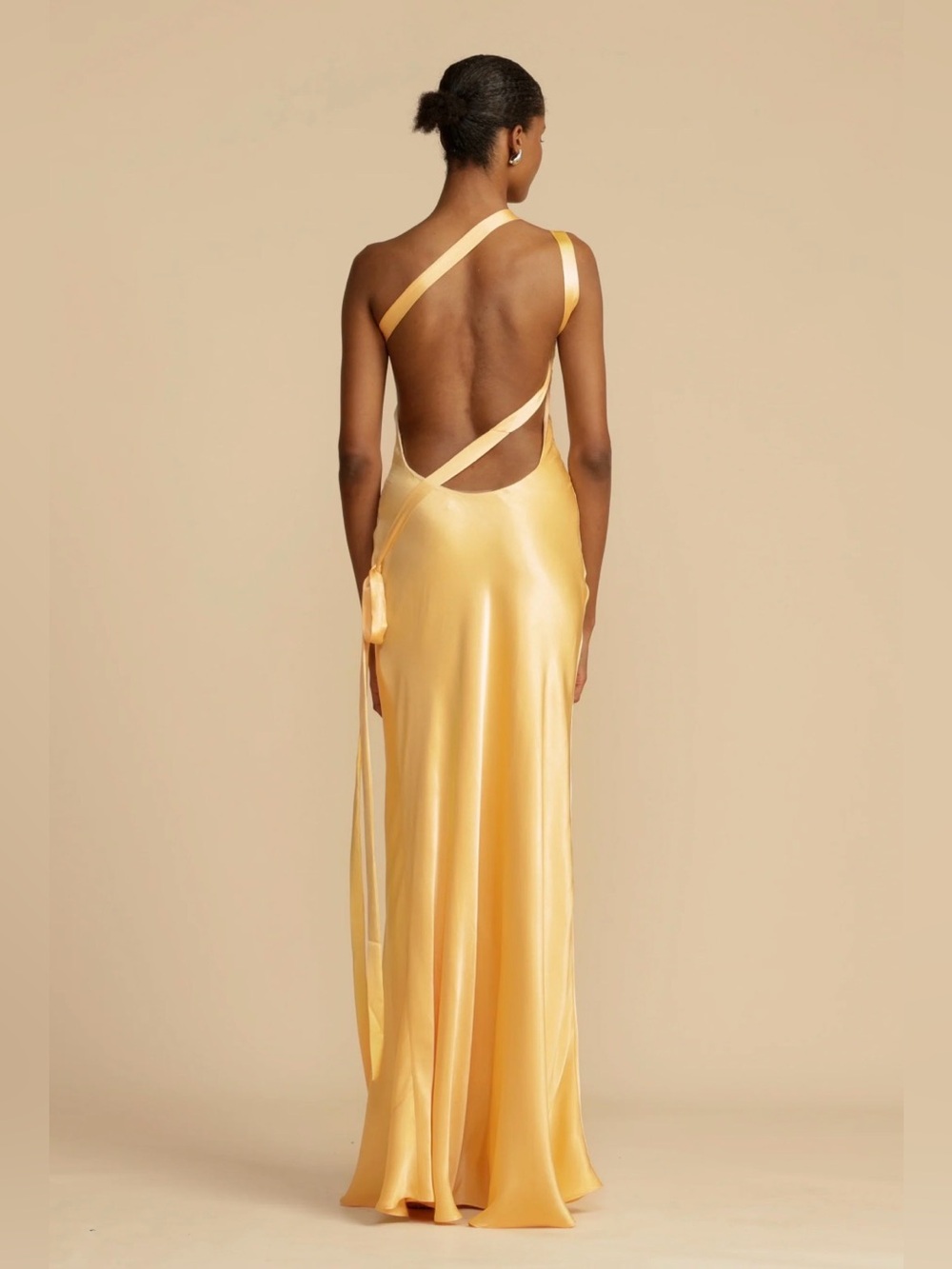 Golden Yellow One-Shoulder Viscose Maxi Dress - Picture 2 of 3